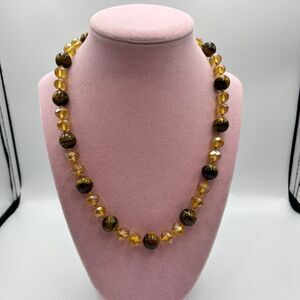 Really nice faceted citrine and large tigers eye hand knotted beaded Necklace